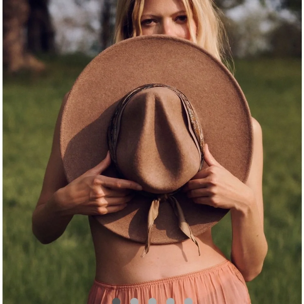 Anthropologie Hat Rancher Tan Brown Cover Band NEW Adjustable